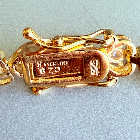 18K Vermeil Heart 8.15 TCW Cubic Zirconia 925 Sterling Silver Tennis Bracelet - Picture 7 of 8